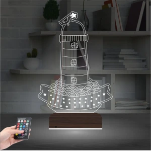 Deniz Feneri Kuş 3D Lamba - Masa Gece Lambası