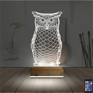 Baykuş Tasarım 3D Lamba - Masa Gece Lambası Baykuş Tasarım 3D Lamba - Masa Gece Lambası