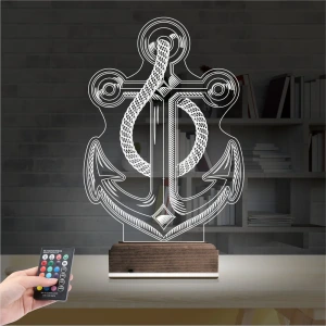Denizci Çapa Kaptan 3D Lamba - Masa Gece Lambası