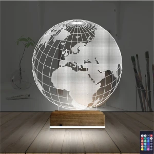 Dünya Globe 3D Lamba - Masa Gece Lambası
