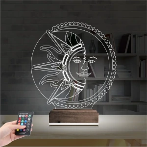 Mistik Güneş Ay 3D Lamba - Masa Gece Lambası