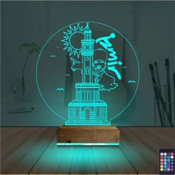 İzmir Saat Kulesi Atatürk 3D Lamba - Masa Gece Lambası İzmir Saat Kulesi Atatürk 3D Lamba - Masa Gece Lambası