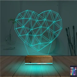 Kalp Sevgiliye Hediye Polygonal 3D Lamba - Masa Gece Lambası Kalp Sevgiliye Hediye Polygonal 3D Lamba - Masa Gece Lambası