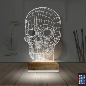 Kuru Kafa İskelet 3D Lamba - Masa Gece Lambası