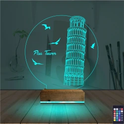 Pisa Kulesi 3D Lamba - Masa Gece Lambası Pisa Kulesi 3D Lamba - Masa Gece Lambası