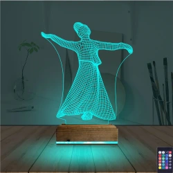 Semazen Mevlana 3D Lamba - Masa Gece Lambası Semazen Mevlana 3D Lamba - Masa Gece Lambası
