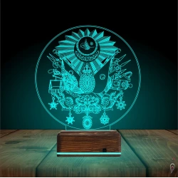 Osmanlı Arması Tuğra 3D Lamba - Masa Gece Lambası Osmanlı Arması Tuğra 3D Lamba - Masa Gece Lambası