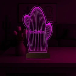 Kaktüs Çiçek 3D Lamba - Masa Gece Lambası Kaktüs Çiçek 3D Lamba - Masa Gece Lambası