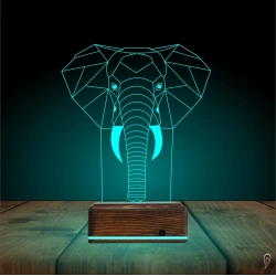 Fil Polygonal 3D Lamba - Masa Gece Lambası Fil Polygonal 3D Lamba - Masa Gece Lambası