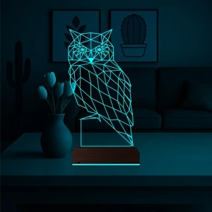 Baykuş Polygonal 3D Lamba - Masa Gece Lambası Baykuş Polygonal 3D Lamba - Masa Gece Lambası
