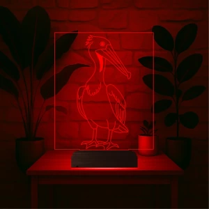 Dekoratif Pelikan Kuş 3D Lamba - Masa Gece Lambası