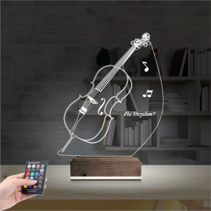 Çello Enstrüman Müzik Kişiye Özel 3D Lamba - Masa Gece Lambası Çello Enstrüman Müzik Kişiye Özel 3D Lamba - Masa Gece Lambası