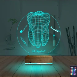 Diş Hekimi Hediye Kişiye Özel 3D Lamba - Masa Gece Lambası Diş Hekimi Hediye Kişiye Özel 3D Lamba - Masa Gece Lambası