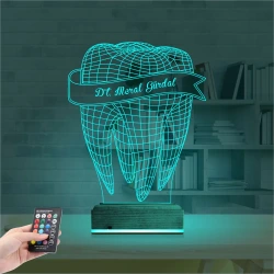 Diş Hekimi Hediye Kişiye Özel 3D Lamba - Masa Gece Lambası Diş Hekimi Hediye Kişiye Özel 3D Lamba - Masa Gece Lambası