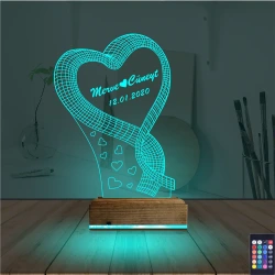 Kalp Sevgiliye Hediye Kişiye Özel 3D Lamba - Masa Gece Lambası Kalp Sevgiliye Hediye Kişiye Özel 3D Lamba - Masa Gece Lambası