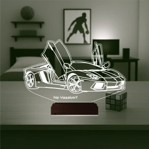 Spor Araba Lamborghini Kişiye Özel 3D Lamba - Masa Gece Lambası