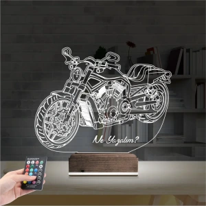 Motorsiklet Harley Motor Kişiye Özel 3D Lamba - Masa Gece Lambası