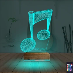 Müzik Nota Müzisyen Kişiye Özel 3D Lamba - Masa Gece Lambası Müzik Nota Müzisyen Kişiye Özel 3D Lamba - Masa Gece Lambası