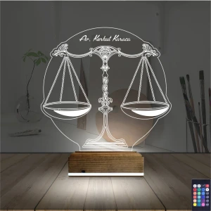 Avukat Hukuk Terazi Kişiye Özel 3D Lamba - Masa Gece Lambası Avukat Hukuk Terazi Kişiye Özel 3D Lamba - Masa Gece Lambası