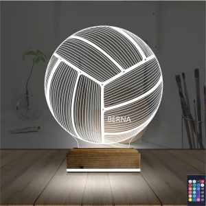 Voleybol Topu Voleybolcu Kişiye Özel 3D Lamba - Masa Gece Lambası