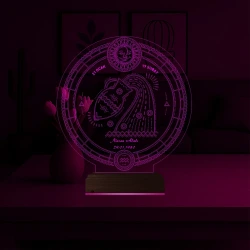 Astroloji Kova Burcu Kişiye Özel 3D Lamba - Masa Gece Lambası