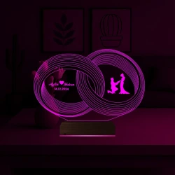 Alyans Yüzük Yıldönümü Kişiye Özel 3D Lamba - Masa Gece Lambası