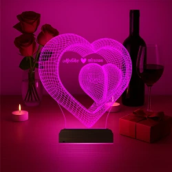 Kalp Sevgiliye Hediye Kişiye Özel 3D Lamba - Masa Gece Lambası Kalp Sevgiliye Hediye Kişiye Özel 3D Lamba - Masa Gece Lambası