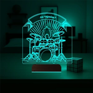 Baterist Hediye Bateri Kişiye Özel 3D Lamba - Masa Gece Lambası Baterist Hediye Bateri Kişiye Özel 3D Lamba - Masa Gece Lambası