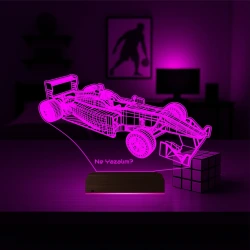 Formula Yarış Arabası Kişiye Özel 3D Lamba - Masa Gece Lambası