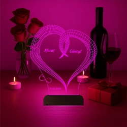 Kalp Sevgiliye Hediye Kişiye Özel 3D Lamba - Masa Gece Lambası Kalp Sevgiliye Hediye Kişiye Özel 3D Lamba - Masa Gece Lambası