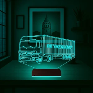Tır Kamyon Tırcı Mercedes Kişiye Özel 3D Lamba - Masa Gece Lambası