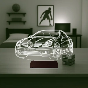Spor Araba Mercedes SLK Tasarım Kişiye Özel 3D Lamba - Masa Gece Lambası