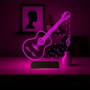 Klasik Gitar Müzisyen Hediye Kişiye Özel 3D Lamba - Masa Gece Lambası