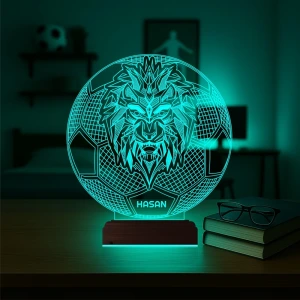Aslan Futbol Topu Taraftar Cimbom Kişiye Özel 3D Lamba - Masa Gece Lambası