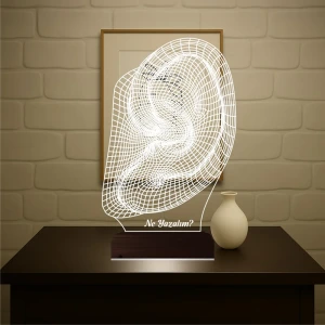 Kulak İşitme Tasarım Kişiye Özel 3D Lamba - Masa Gece Lambası
