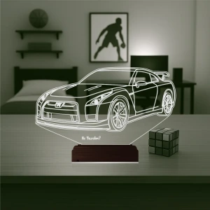 Spor Araba Honda GTR Otomobil Kişiye Özel 3D Lamba - Masa Gece Lambası