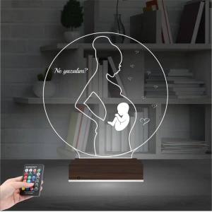 Hamile Kadın Anne Bebek Doğum Doktoru Hediye Kişiye Özel 3D Lamba - Masa Gece Lambası