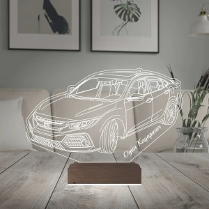 Honda Civic Tasarım Spor Araba Kişiye Özel 3D Lamba - Masa Gece Lambası Honda Civic Tasarım Spor Araba Kişiye Özel 3D Lamba - Masa Gece Lambası