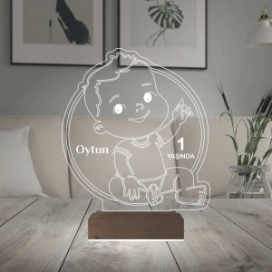 Yeni Doğan Erkek Bebek Hediye Kişiye Özel 3D Lamba - Masa Gece Lambası