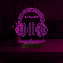 Dj Hediye Kulaklık Müzik Kişiye Özel 3D Lamba - Masa Gece Lambası Dj Hediye Kulaklık Müzik Kişiye Özel 3D Lamba - Masa Gece Lambası