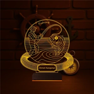 Balıkçı Olta Balık Avı Kişiye Özel 3D Lamba - Masa Gece Lambası Balıkçı Olta Balık Avı Kişiye Özel 3D Lamba - Masa Gece Lambası