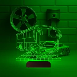 Otobüs Şöför Hediye Kişiye Özel 3D Lamba - Masa Gece Lambası Otobüs Şöför Hediye Kişiye Özel 3D Lamba - Masa Gece Lambası