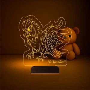 Papağan Pet Shop Kişiye Özel 3D Lamba - Masa Gece Lambası